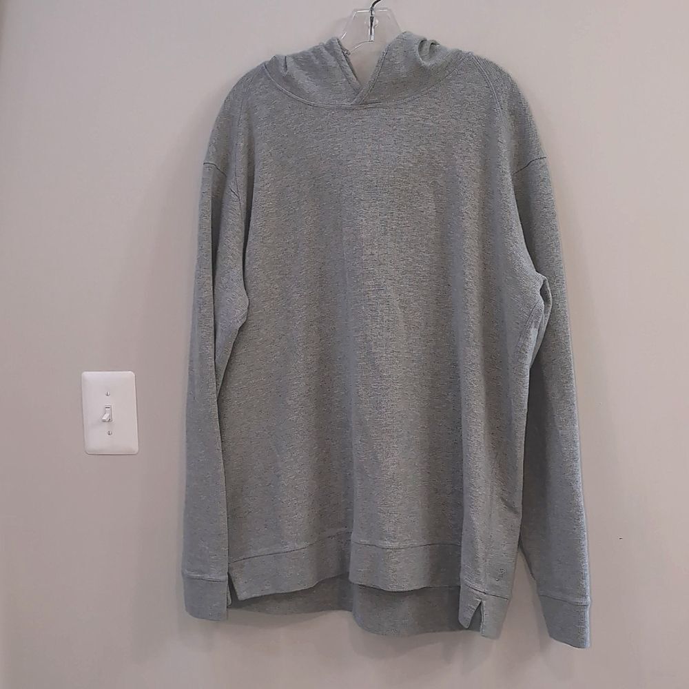 Public Rec Gray Waffle Thermal Knit Long Sleeve Hooded Shirt Sz X…